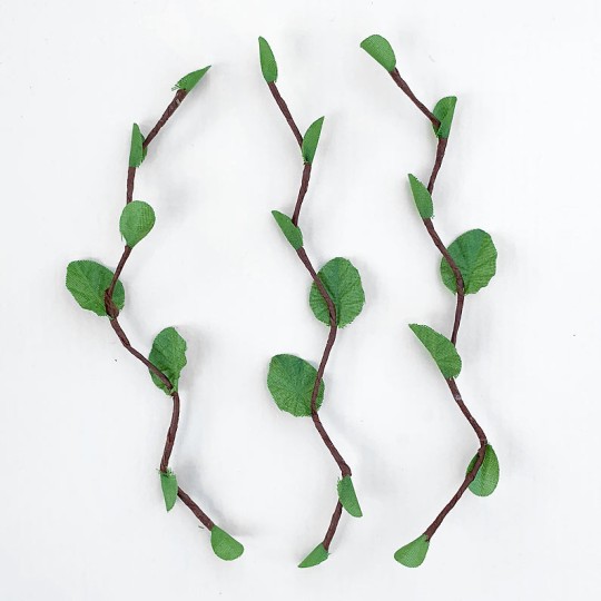 3 Green Small Leaf Twigs ~ 4-1/2" Long
